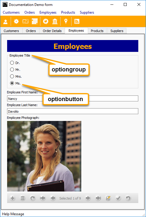 Optionbutton, Optiongroup