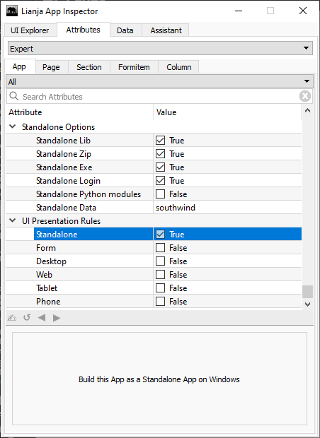 UI Presentation Rules and Standalone Options