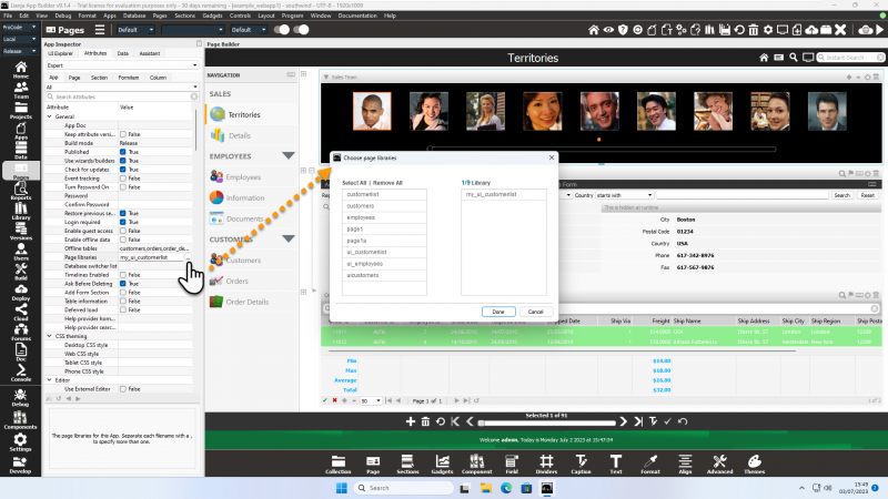 Choose page libraries
