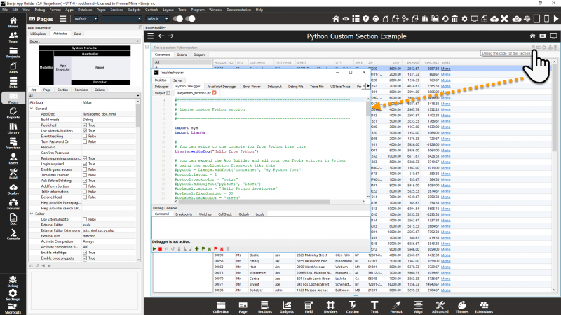 Debug the code for this section